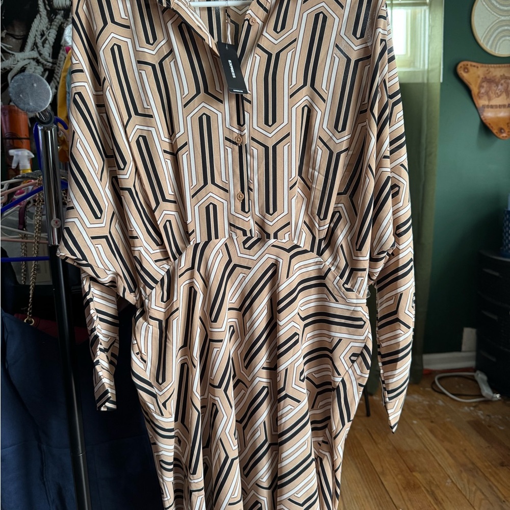Express Portofino Dress in Black and Brown